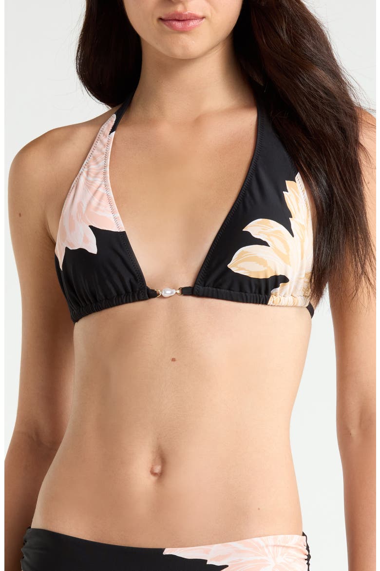 Halter Triangle Bikini Top, Main, color, BLACK