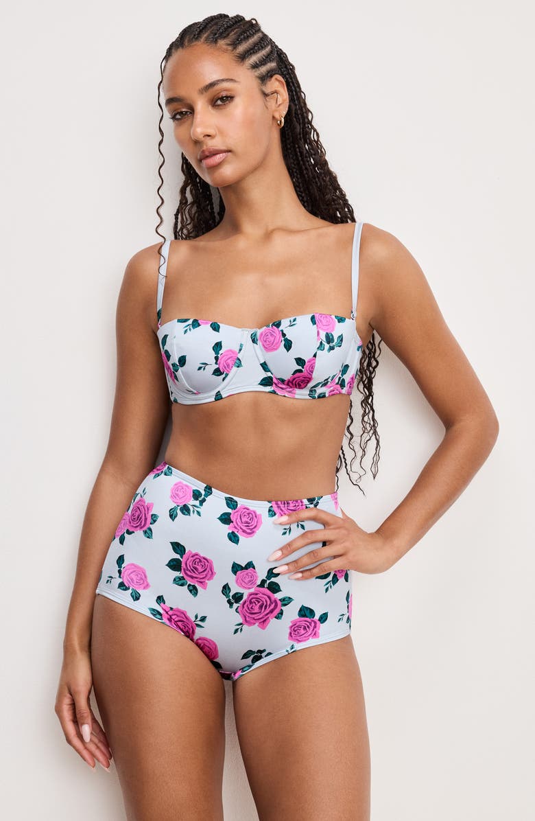 Good American Floral Satin Underwire Bikini Top, Alternate, color, Vintage Rose001