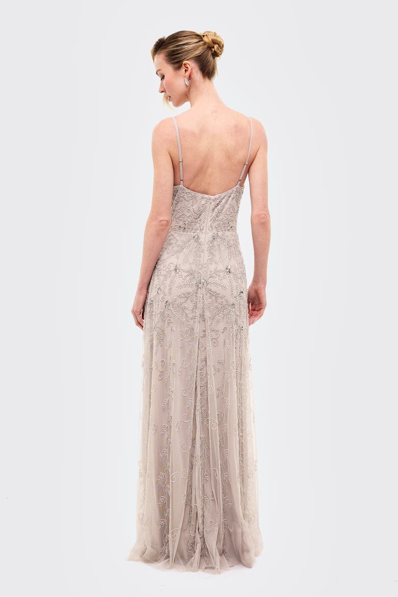 Embellished Sequins Cowl Maxi Dress, Alternate, color, LIGHT GREY