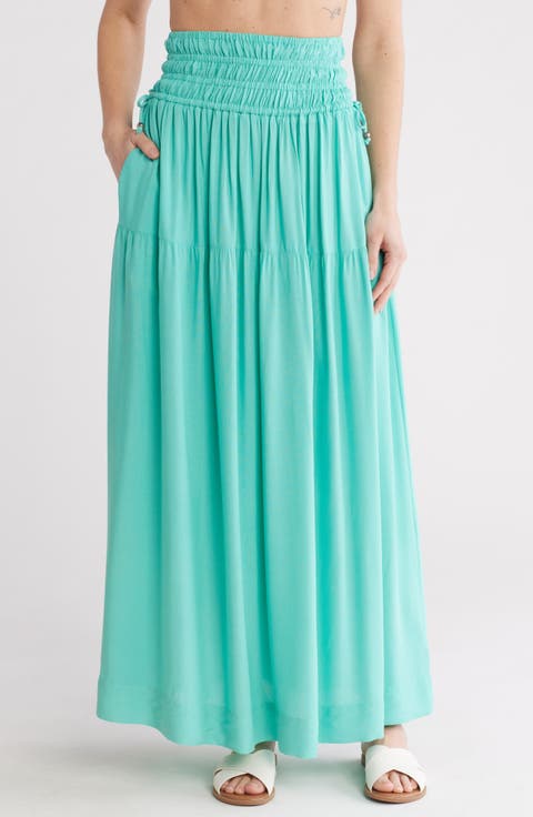 Smocked Waist Maxi Cover-Up Skirt