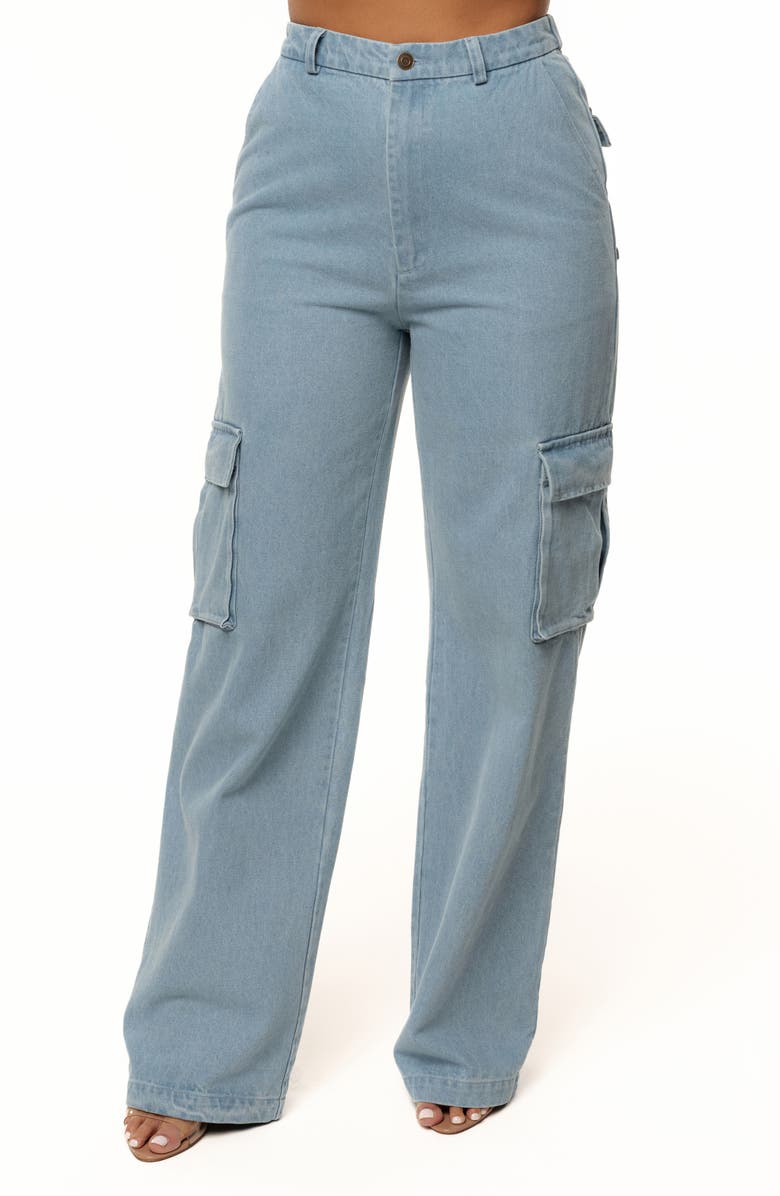 JLUXLABEL Cargo Jeans, Main, color, Denim