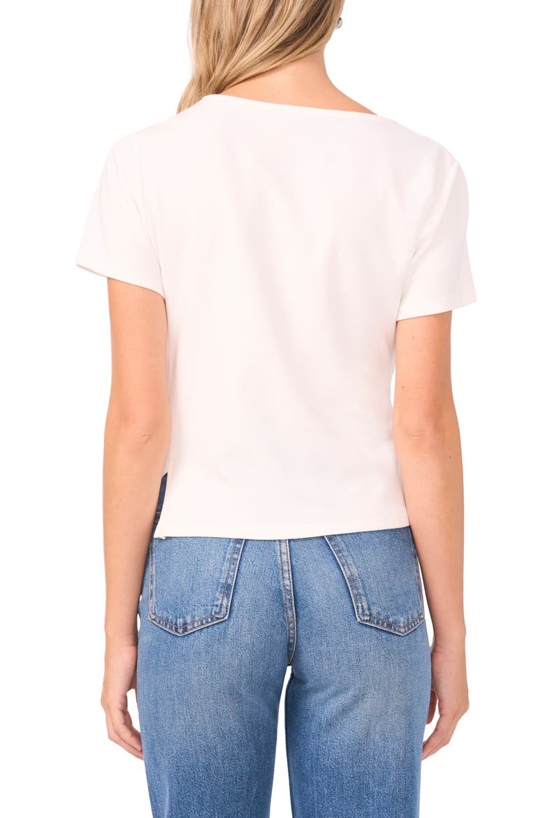 Asymmetric Side Ruched Short Sleeve Top, Alternate, color, ULTRA WHITE