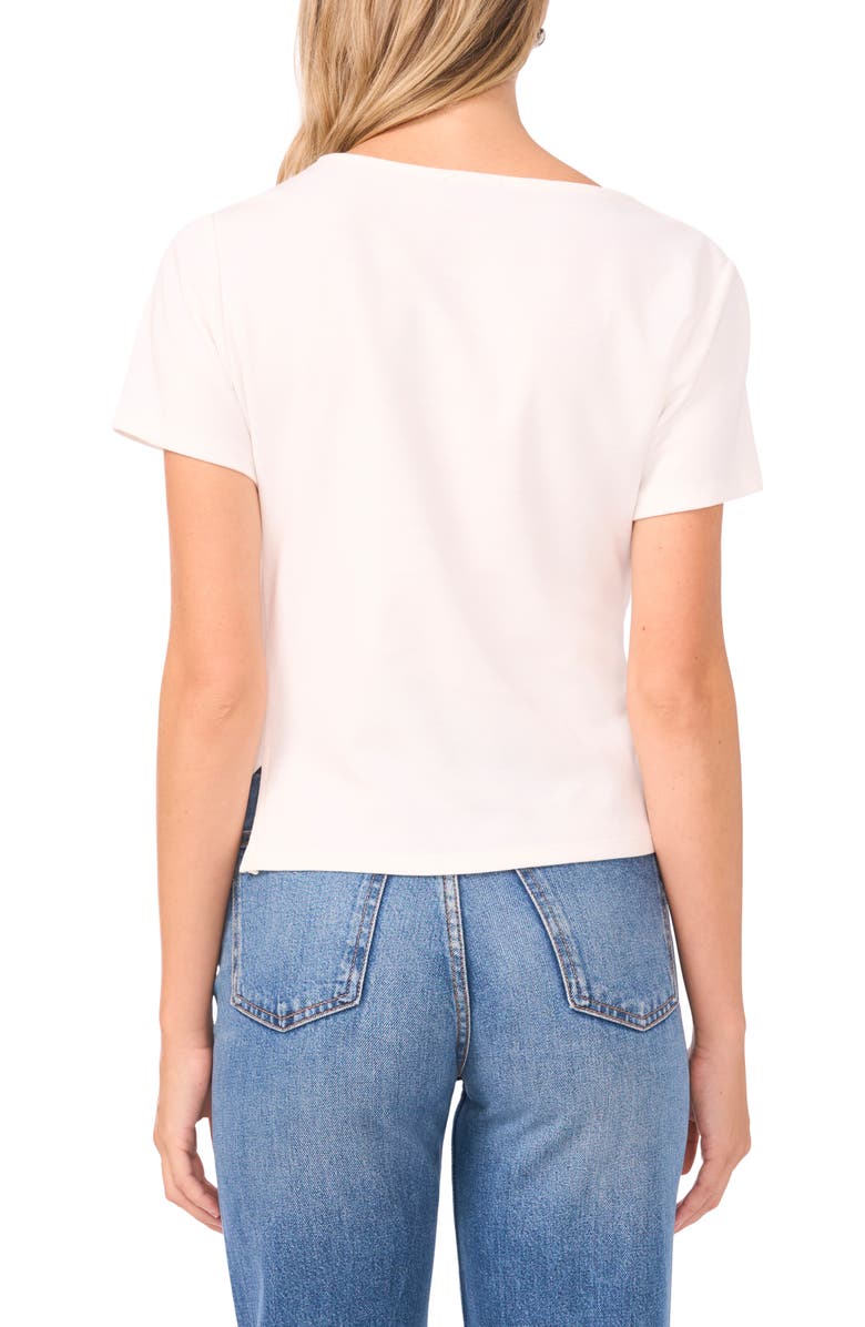 Vince Camuto Asymmetric Side Ruched Short Sleeve Top, Alternate, color, Ultra White