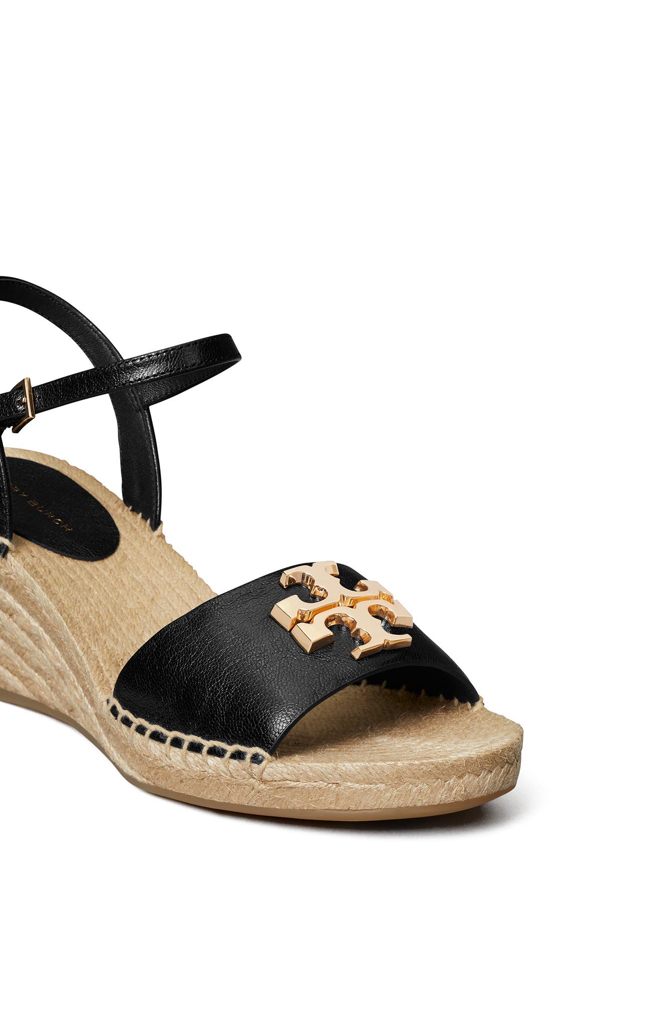 Tory Burch Eleanor Wedge Espadrille, Alternate, color, Perfect Black / Gold