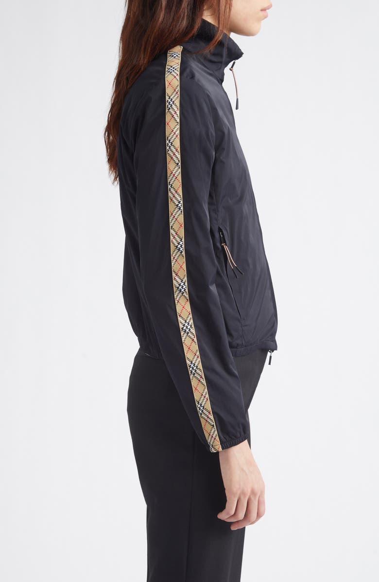Burberry Angela Reversible Stretch Nylon & Fleece Jacket, Alternate, color, Black