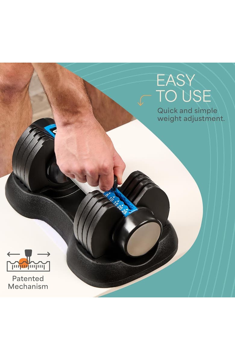 Lifepro Adjustable Dumbbell Set 25lb Quick Adjust Strength Training Weights for Home Gym, Alternate, color, 25Lb With Pin Adjust