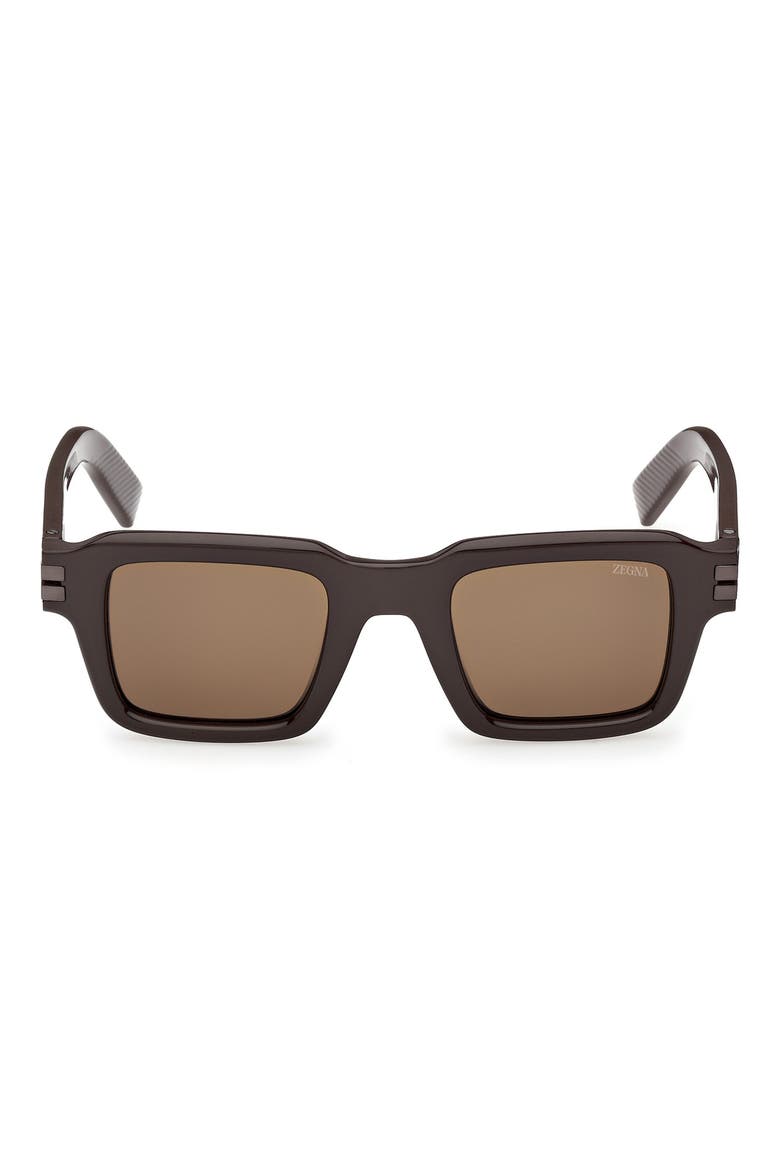 48mm Square Sunglasses, Main, color, BROWN/ GUNMETAL TRIM/ ROVIEX
