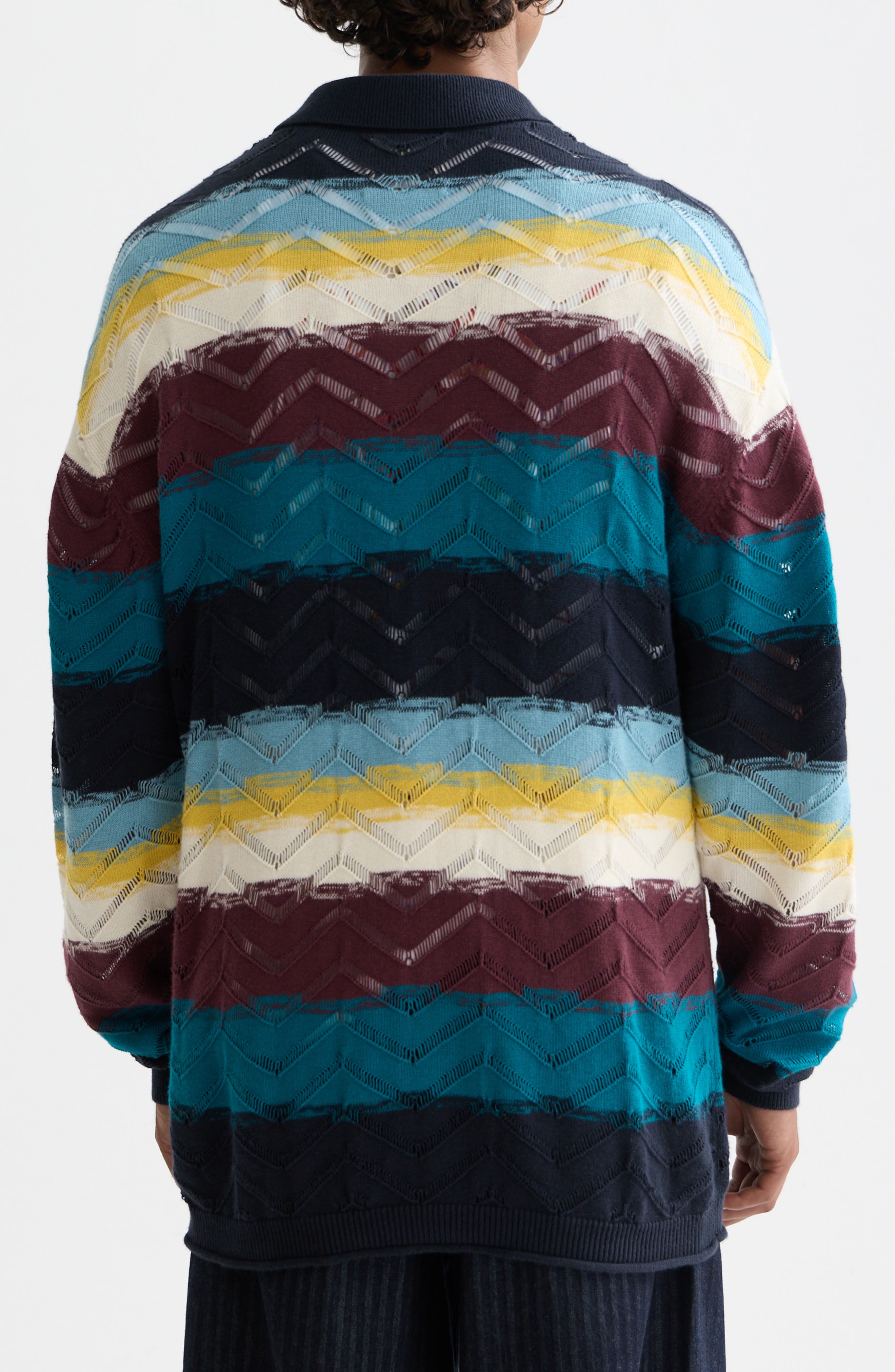 Stripe Open Knit Cardigan - image 2