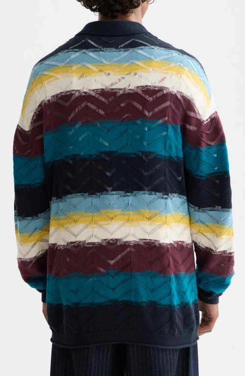 Scotch & Soda Stripe Open Knit Cardigan In Multi