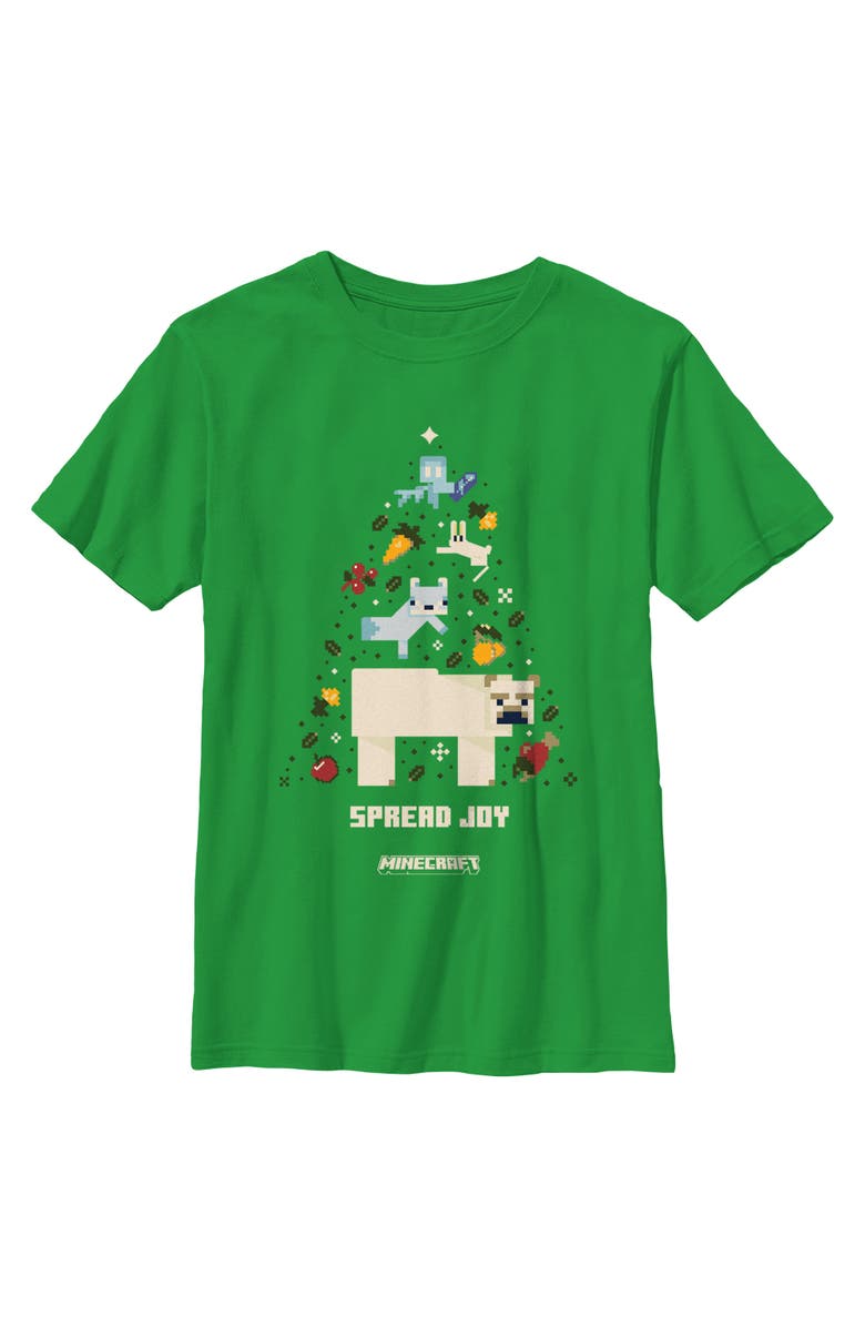 MINECRAFT Boy's Minecraft Spread Joy Christmas Tree  Graphic T-Shirt, Main, color, Kelly Green