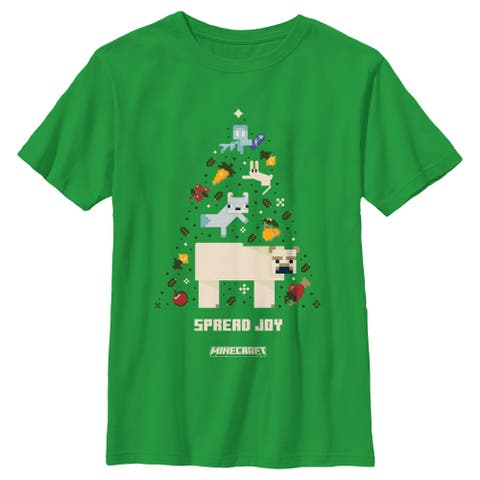 Boy's Minecraft Spread Joy Christmas Tree  Graphic T-Shirt
