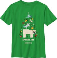 MINECRAFT Boy's Minecraft Spread Joy Christmas Tree Graphic T-Shirt