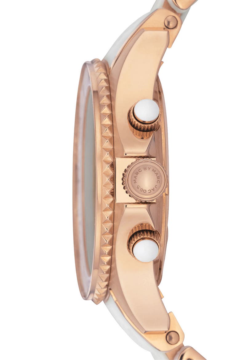 'Rock' Chronograph Silicone Bracelet Watch, 40mm, Alternate, color, ROSE GOLD/ WHITE