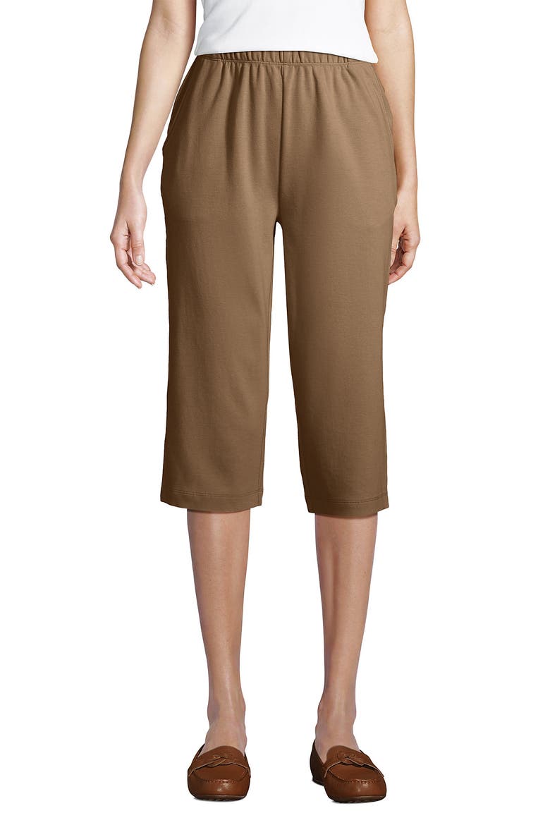 Sport Knit High Rise Elastic Waist Capri Pants, Alternate, color, Rich Camel