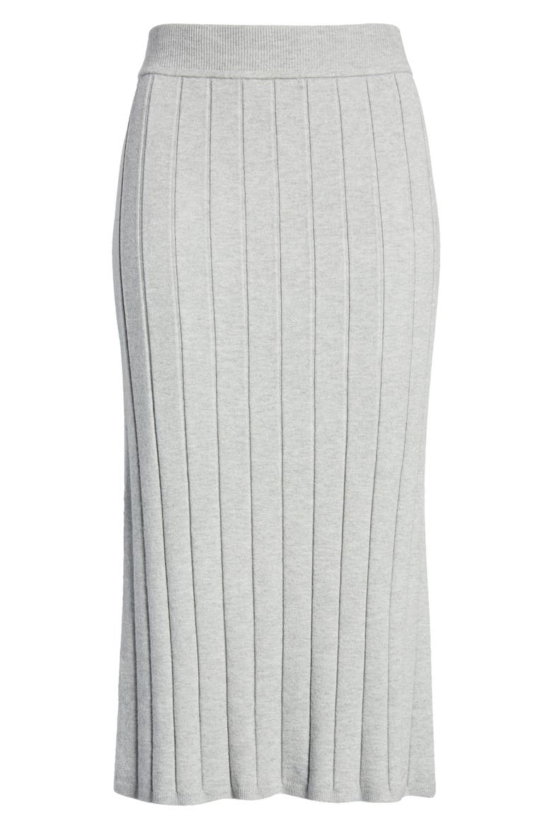 Easy Ribbed Midi Sweater Skirt, Alternate, color, GREY HEATHER