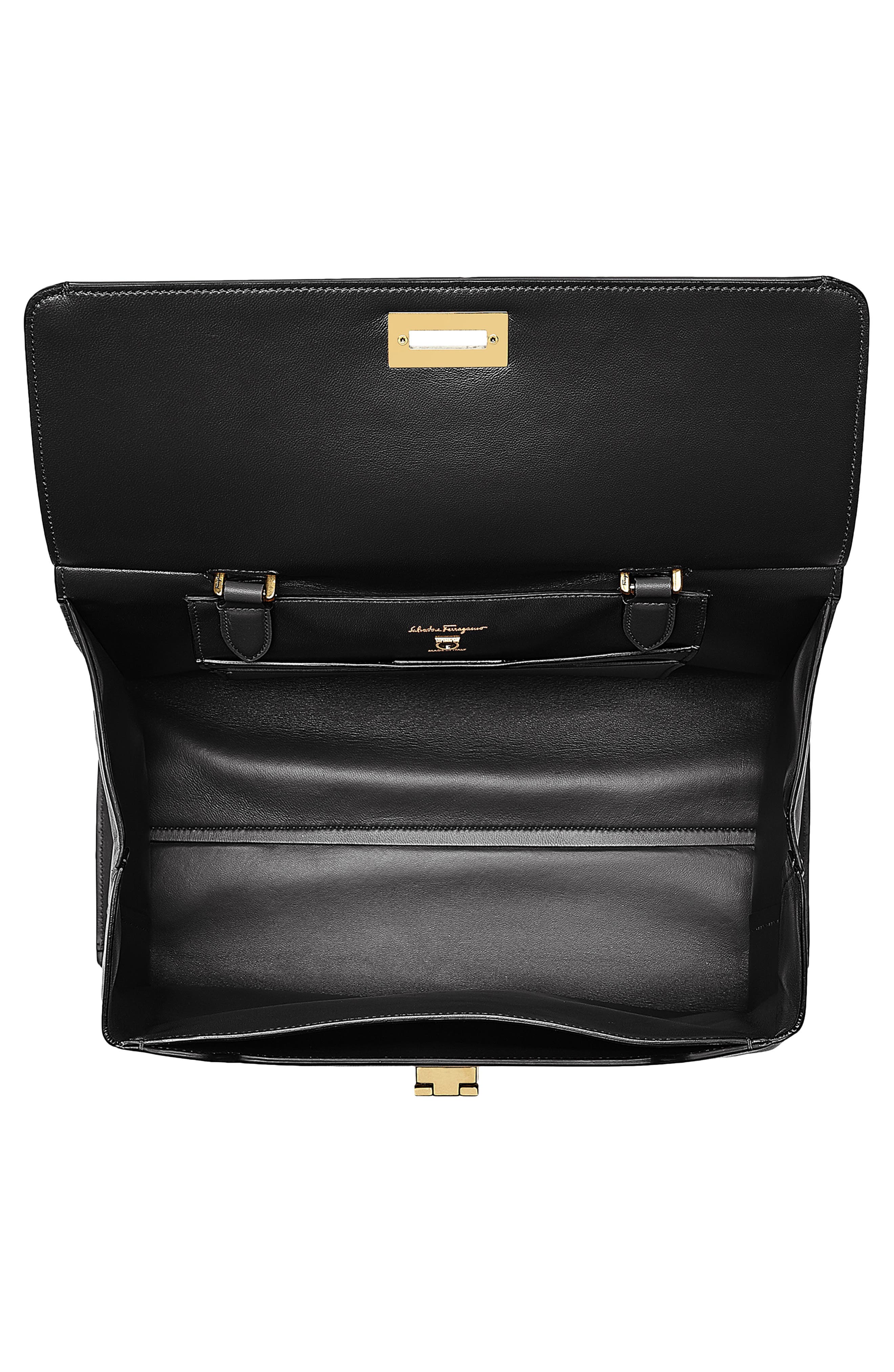 FERRAGAMO Salvatore Ferragamo Trifolio Leather Top Handle Bag, Alternate, color, 