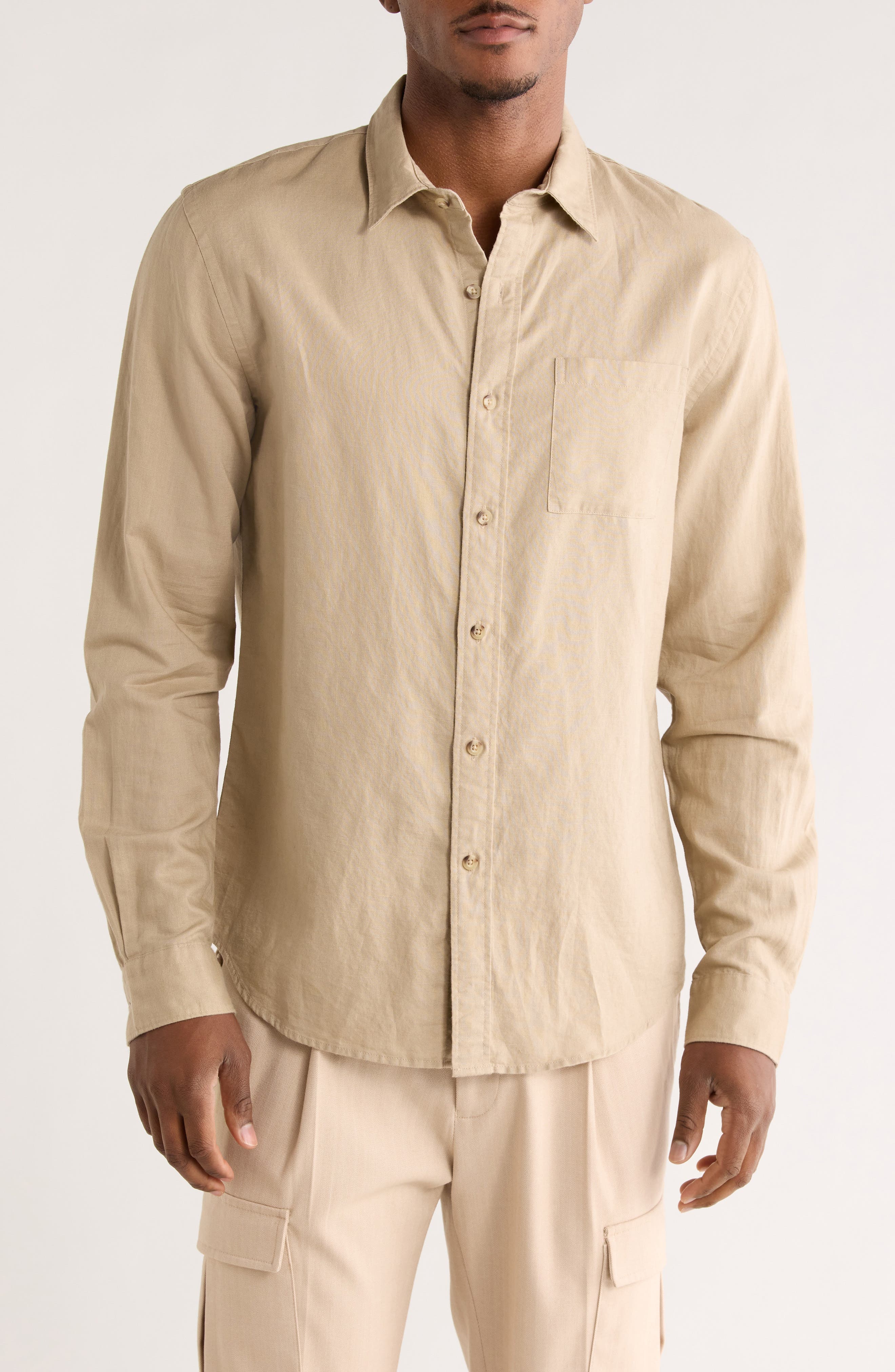 Classic Fit Linen Blend Button-Up Shirt - image 3