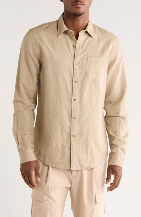 Classic Fit Linen Blend Button-Up Shirt