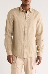 Vince Classic Fit Linen Blend Button-Up Shirt