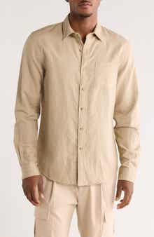 Classic Fit Linen Blend Button-Up Shirt