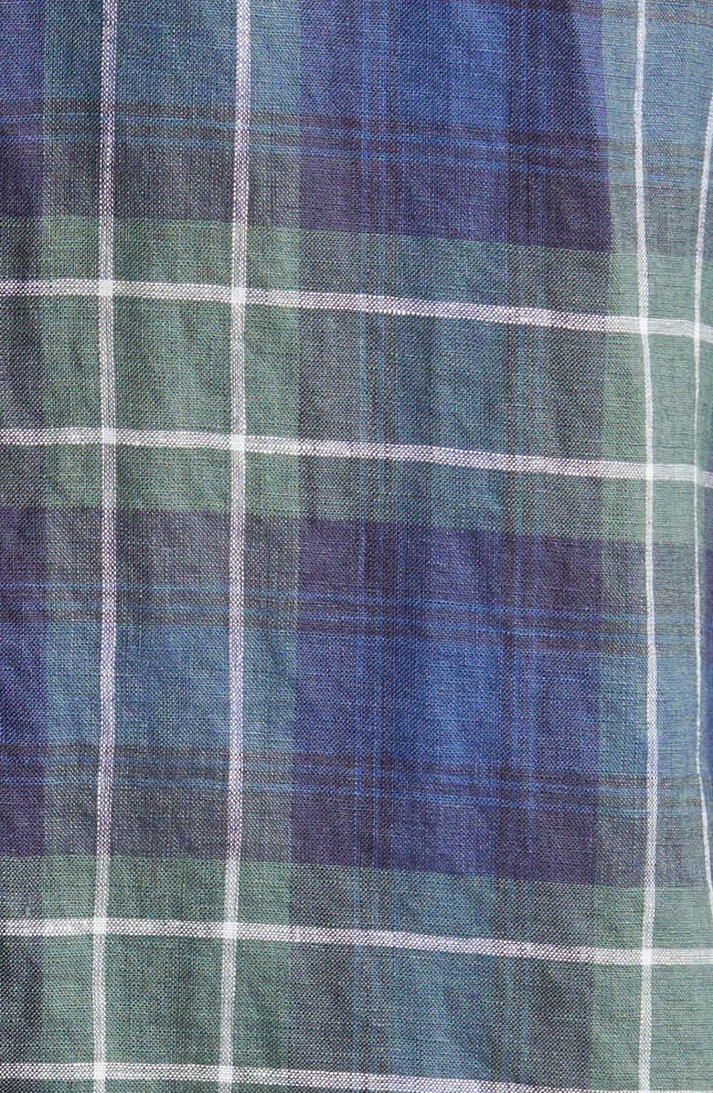Brooks Brothers Plaid Linen Button-Up Shirt, Alternate, color,