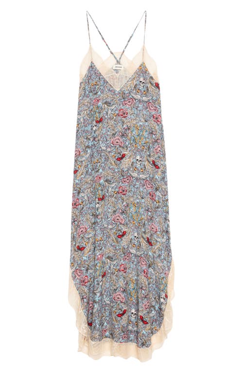 Zadig & Voltaire Ristyl Soft British Flowers Lace Trim Slipdress In Mist