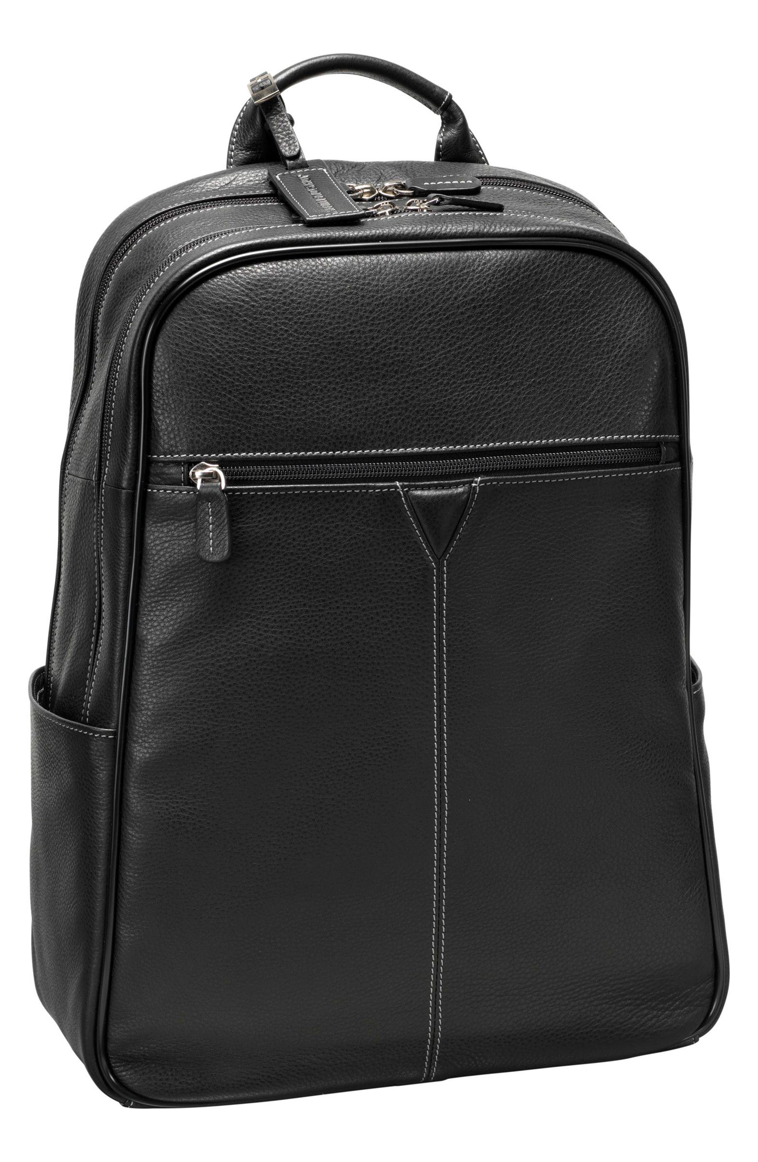 Johnston & Murphy Leather Backpack, Main, color, 