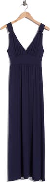 Loveappella Empire Waist Jersey Maxi Dress