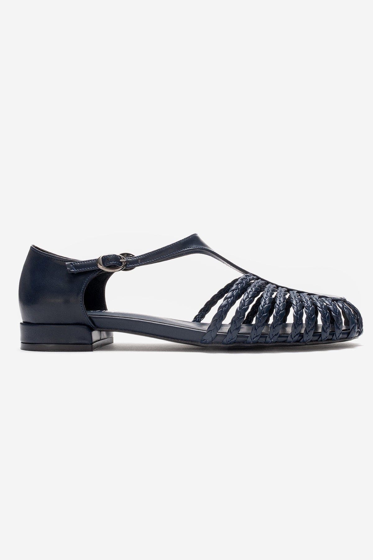 Onos Woven T Strap Sandal, Alternate, color, Navy
