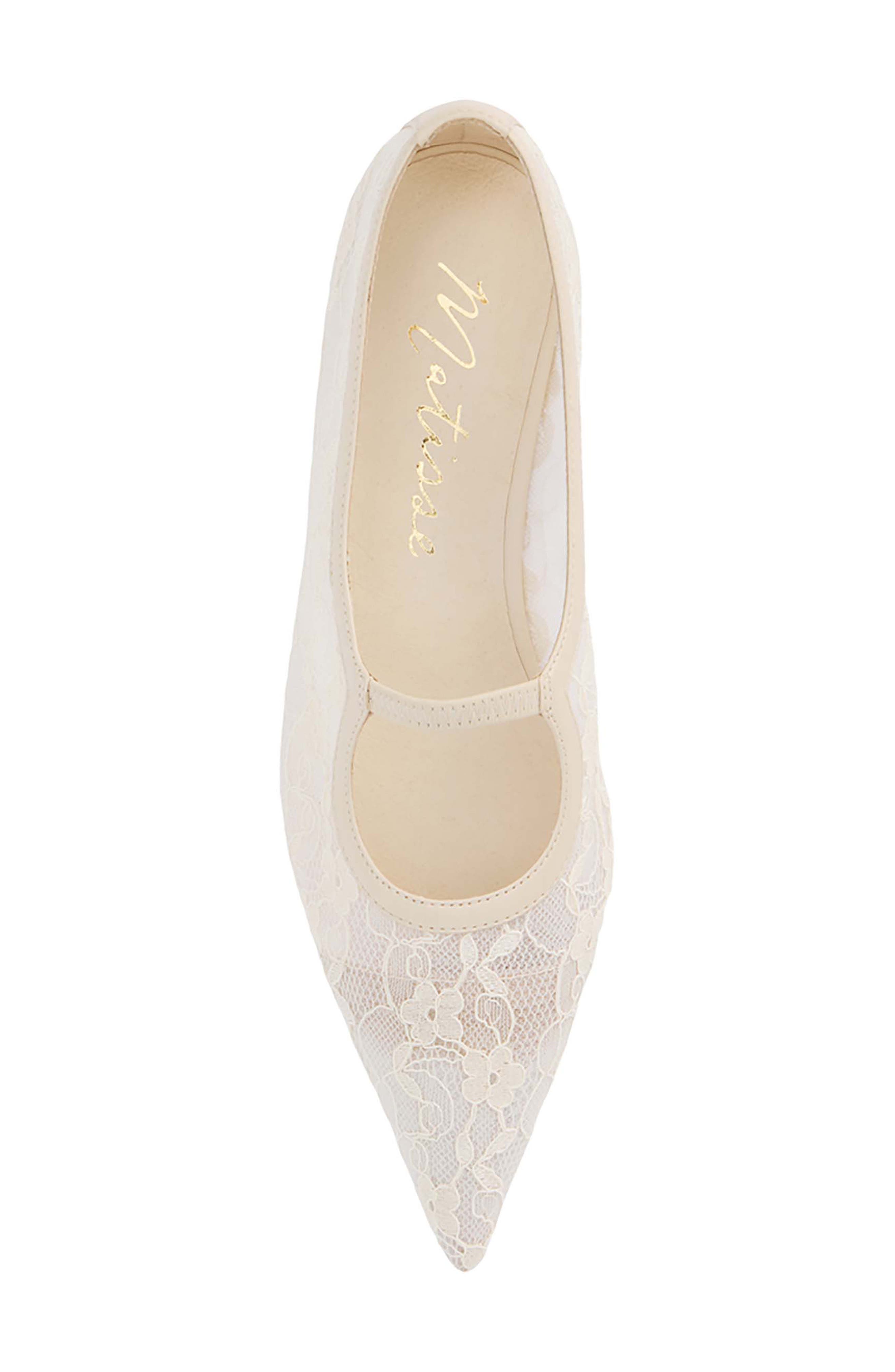Fleur Pointed Toe Flat, Alternate, color, IVORY LACE