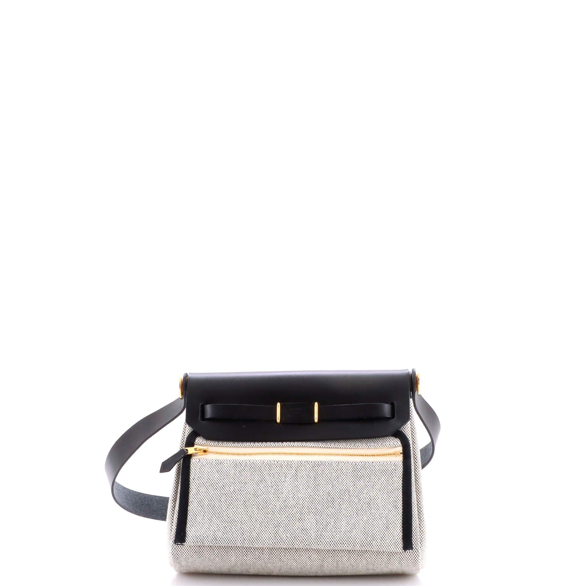 Pre-Owned Hermes Herbag Zip Toile and Leather 20, Alternate, color, Noir