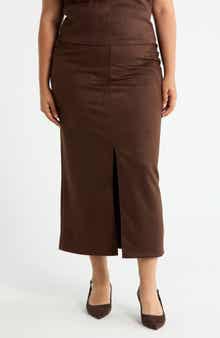 Renee C Faux Suede Midi Skirt