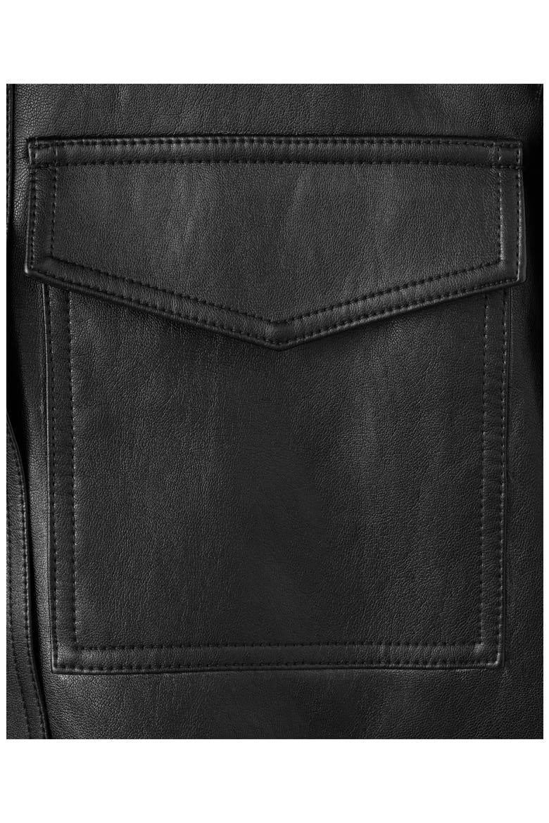 Crop Rib Faux Leather Jacket, Alternate, color, BLACK