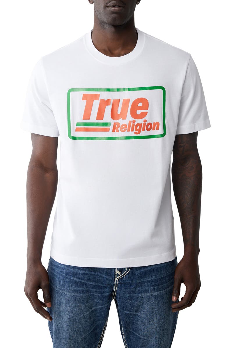 True Religion Gas Logo Graphic T-Shirt, Main, color, Optic White