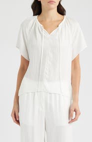 Theory Gathered Tie Neck Top