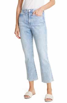 Carly Super High Waist Raw Hem Ankle Kick Flare Jeans