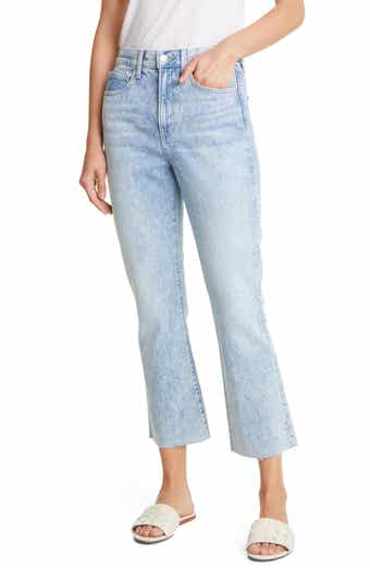 Carly Super High Waist Raw Hem Ankle Kick Flare Jeans