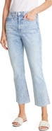 Veronica Beard Carly Super High Waist Raw Hem Ankle Kick Flare Jeans