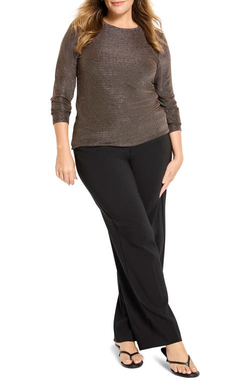 Nic + Zoe Nic+zoe Diamonte Long Sleeve Knit Top In Brown