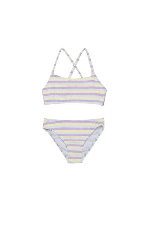 Lollipop Textured Criss Cross Strap Swim Set