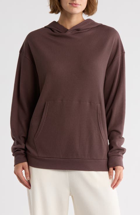 Waffle Knit Pullover Hoodie