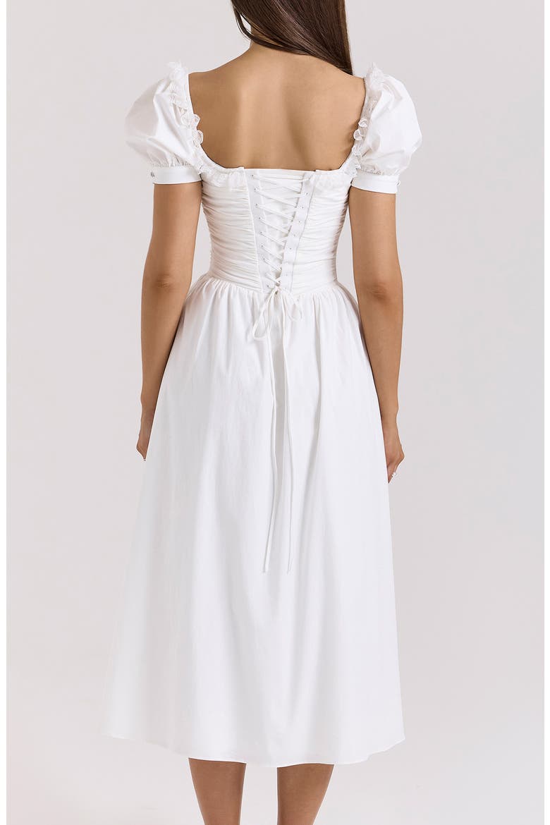 Lulabell Puff Sleeve Midi Dress, Alternate, color, CLOUD DANCER