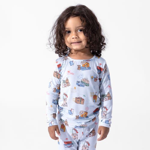 Bellabu Bear Kids' Vintage Suitcases Set Of 2 Piece Pajamas In Blue
