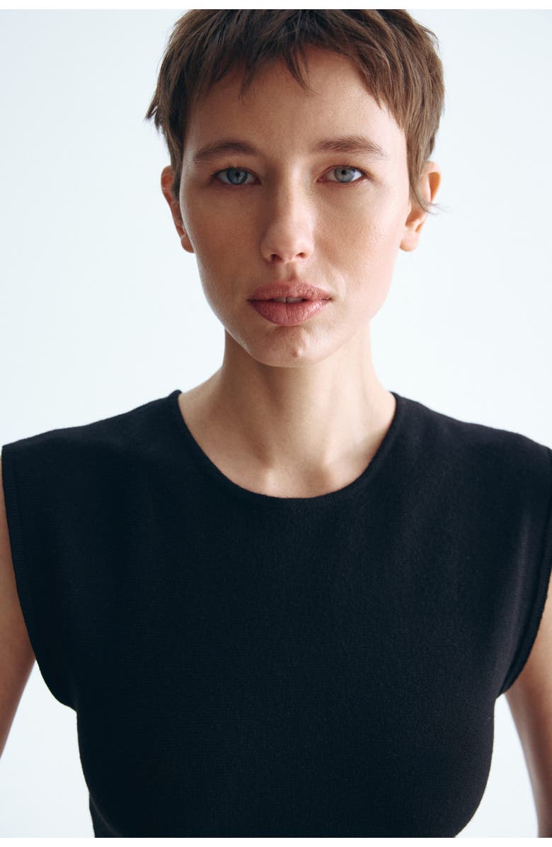 H&M Knitted Peplum Top, Alternate, color, Black