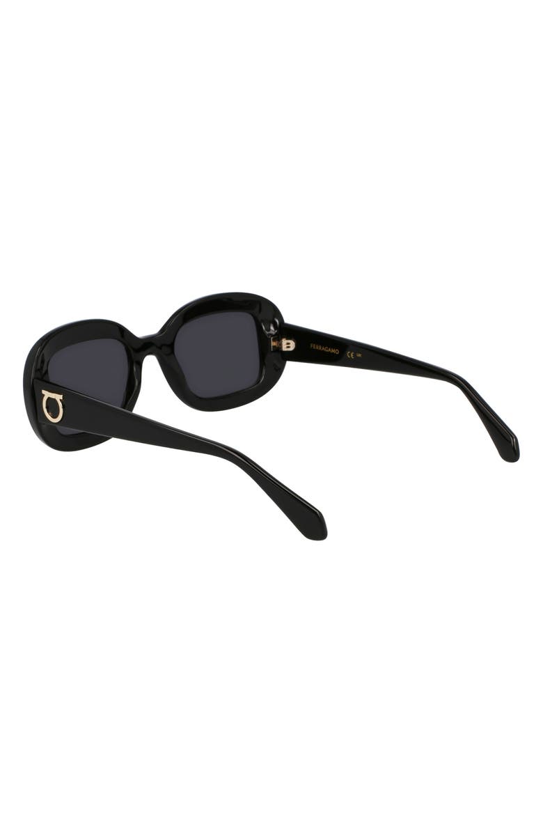 FERRAGAMO Gancini 51mm Oval Sunglasses, Alternate, color, Black
