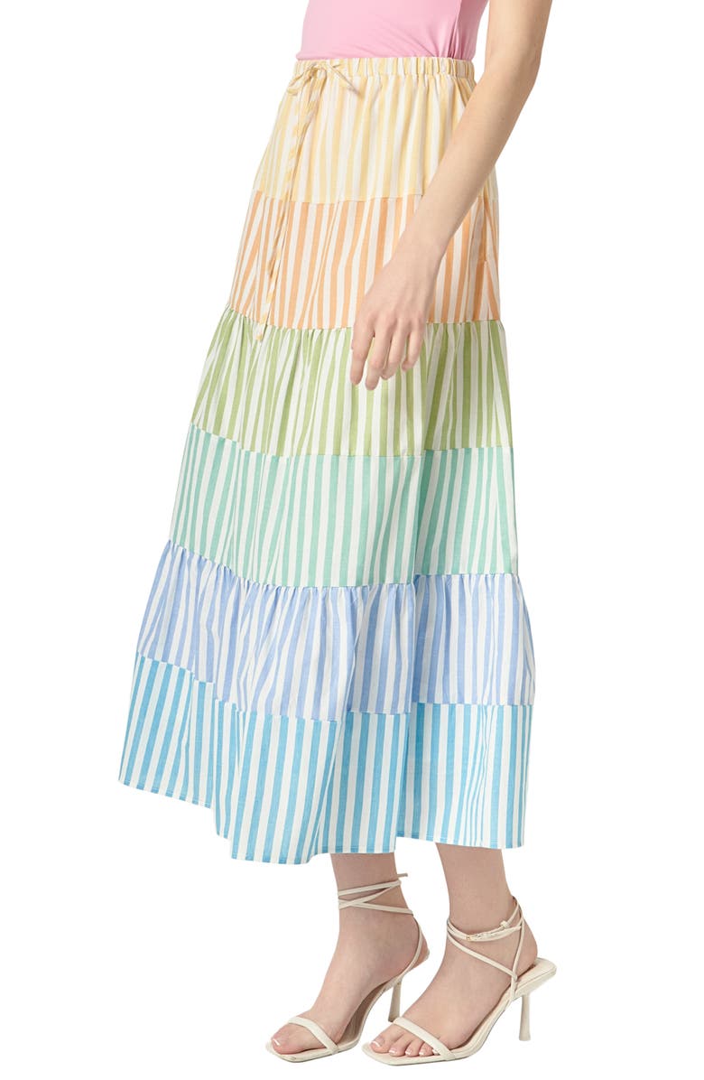 English Factory Colorblock Tiered Maxi Skirt, Alternate, color, Rainbow Multi