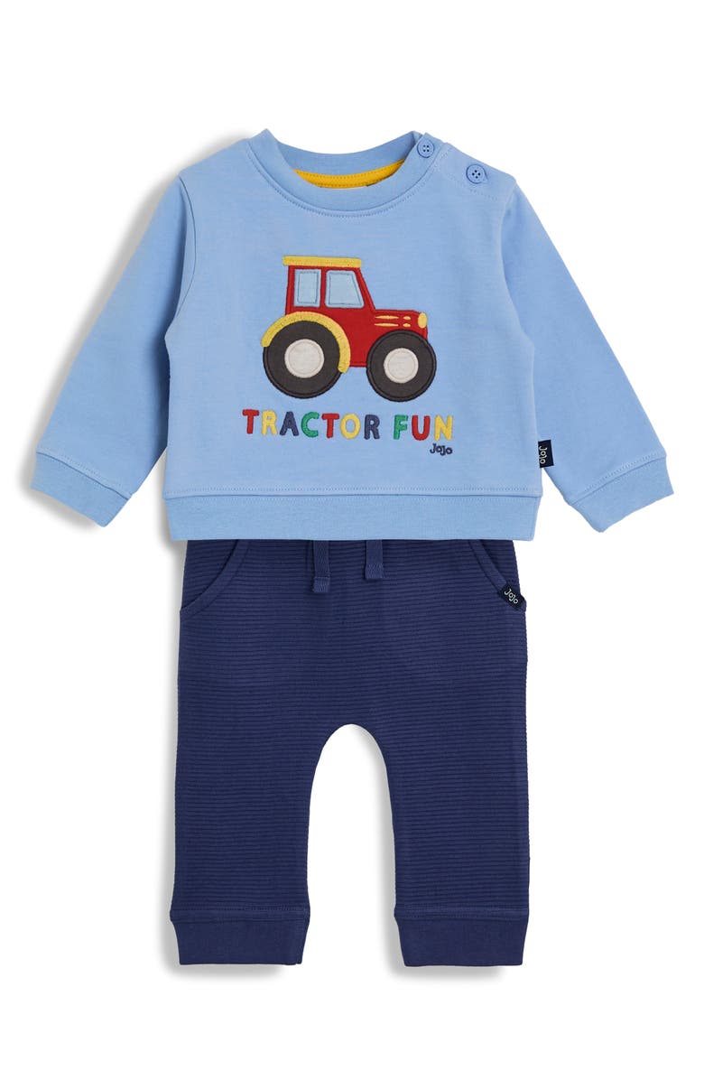 JOJO MAMAN BEBE Tractor Sweatshirt & Joggers Set, Main, color, Blue