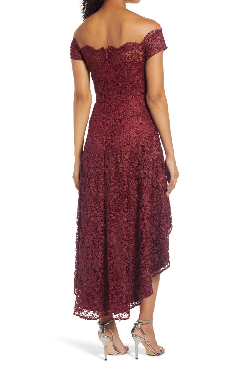 Chi Chi London Penna Crochet Off the Shoulder High/Low Dress, Alternate, color, 