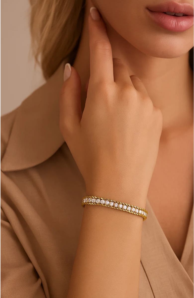 Hollywood Sensation Amelia Sparkle Stack Adjustable CZ Chain Bracelet, Alternate, color, Gold