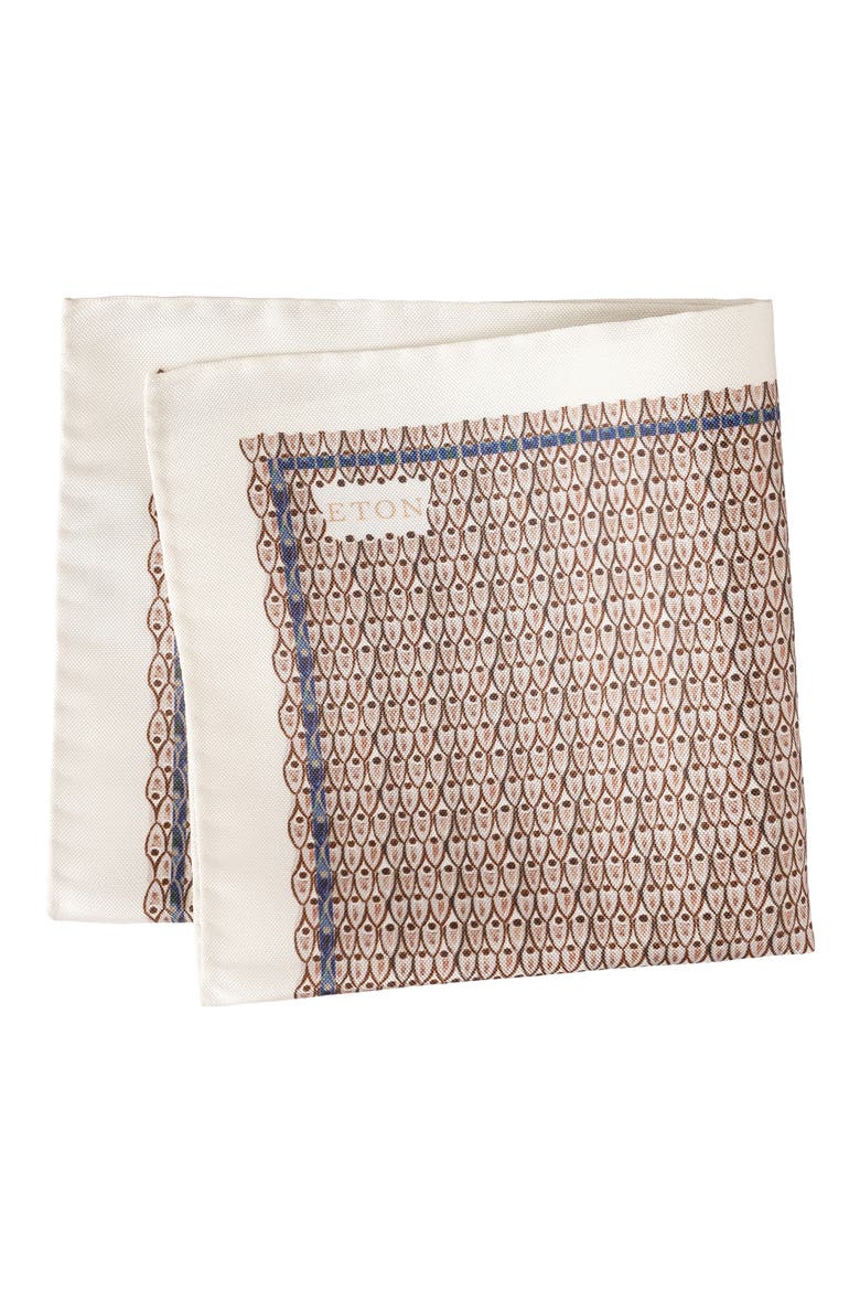 Geo Silk Oxford Pocket Square, Main, color, MEDIUM BROWN